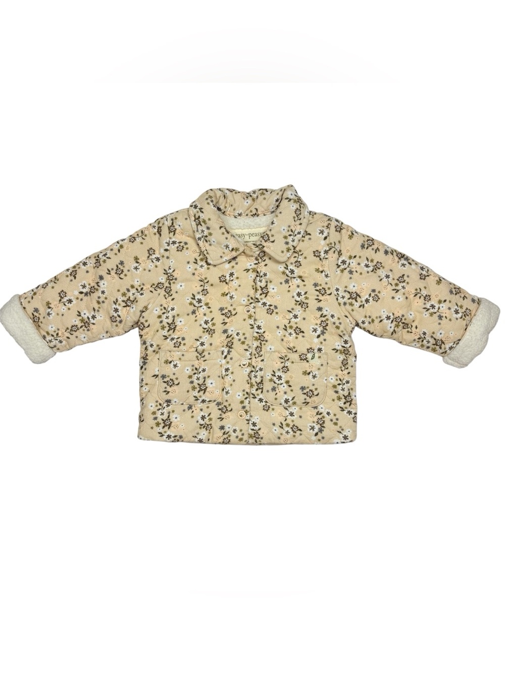 Easy-Peasy Baby Girls Floral Quilted Sherpa Lined Jacket Size 18m Cottage